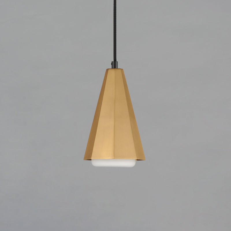 Rizzo 1 Light Mini Pendant in Black / Antique Brass