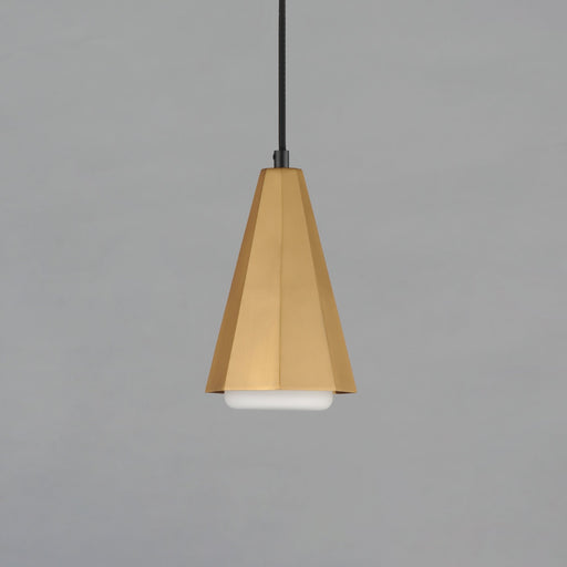 Rizzo 1 Light Mini Pendant in Black / Antique Brass