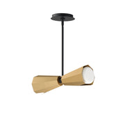 Rizzo 2 Light Linear Pendant in Black / Antique Brass