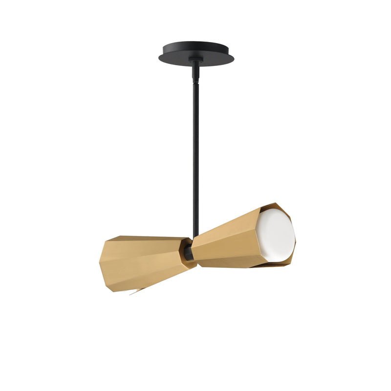 Rizzo 2 Light Linear Pendant in Black / Antique Brass
