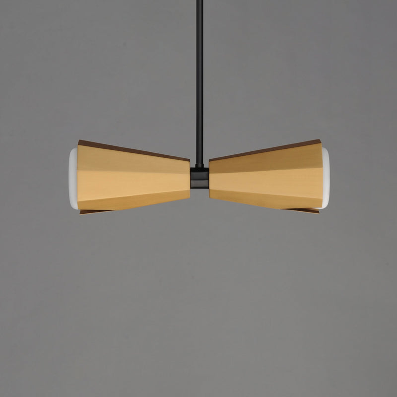 Rizzo 2 Light Linear Pendant in Black / Antique Brass