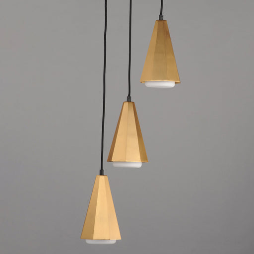 Rizzo 3 Light Cluster Pendant in Black / Antique Brass