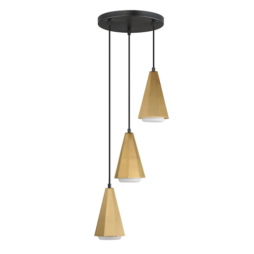 Rizzo 3 Light Cluster Pendant in Black / Antique Brass