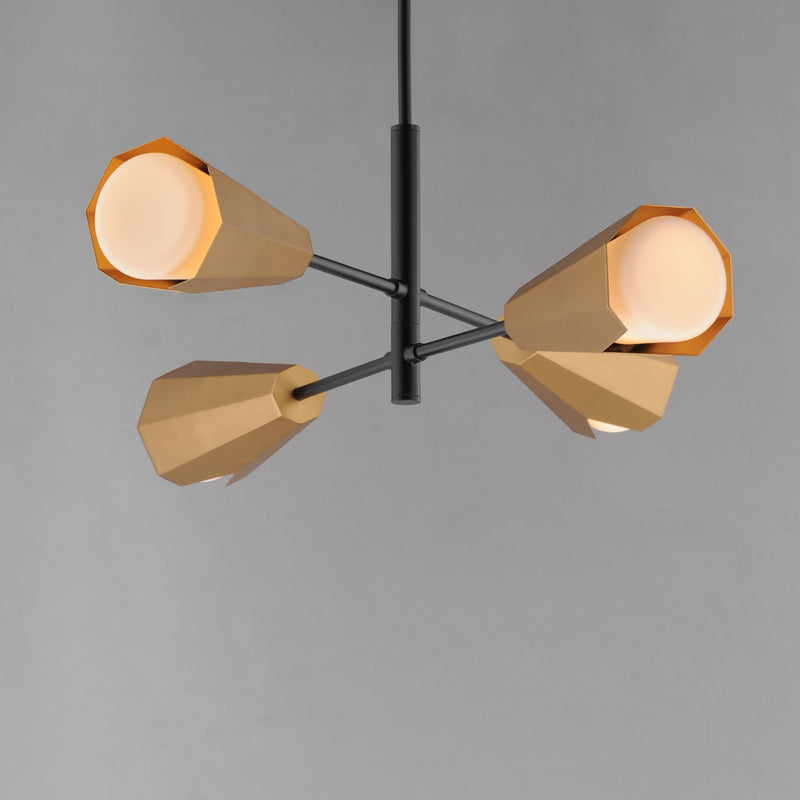 Rizzo 4 Light Chandelier in Black / Antique Brass