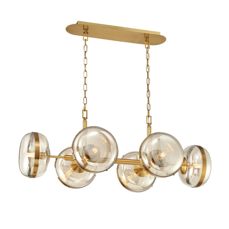 Nottingham 6-Light 43" Linear Chandelier in Antique Brass
