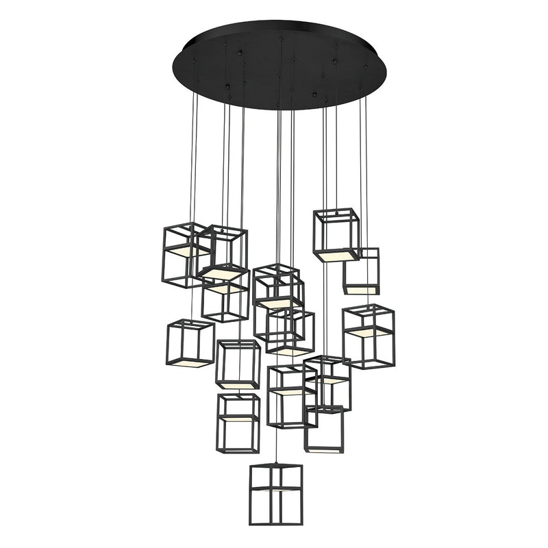 Ferro 16-Light 32" Multi-Drop Pendant in Matte Black