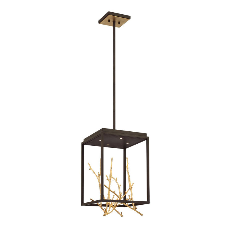 Aerie 4-Light 12.5" Cage Pendant in Gold-Black Mix