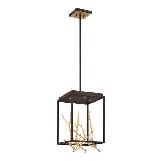 Aerie 4-Light 12.5" Cage Pendant in Gold-Black Mix