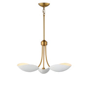 Maris 3 Light Chandelier in White / Natural Aged Brass