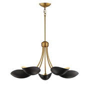 Maris 5 Light Chandelier in Black / Natural Aged Brass