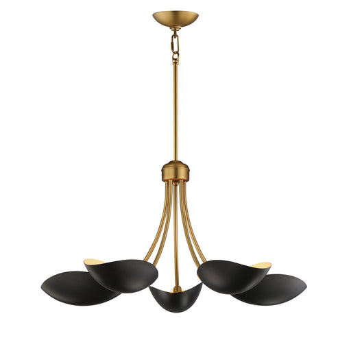 Maris 5 Light Chandelier in Black / Natural Aged Brass