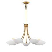 Maris 5 Light Chandelier in White / Natural Aged Brass