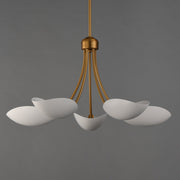 Maris 5 Light Chandelier in White / Natural Aged Brass