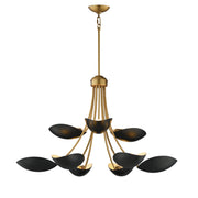 Maris 9 Light Chandelier in Black / Natural Aged Brass