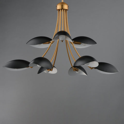 Maris 9 Light Chandelier in Black / Natural Aged Brass