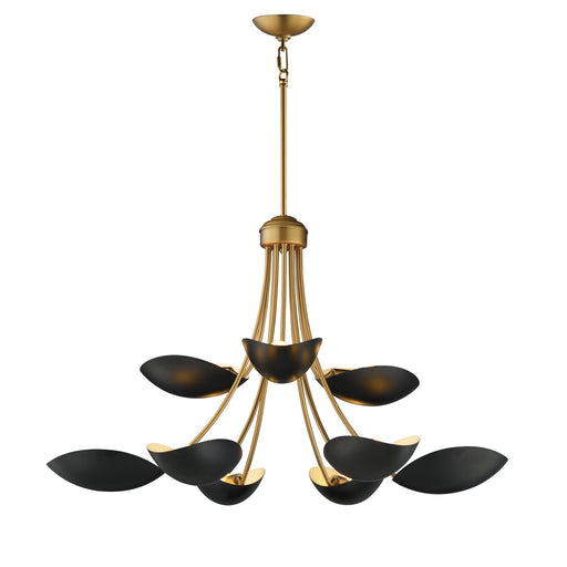 Maris 9 Light Chandelier in Black / Natural Aged Brass