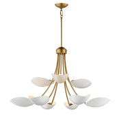 Maris 9 Light Chandelier in White / Natural Aged Brass