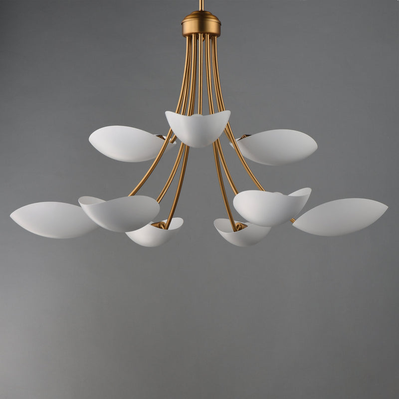 Maris 9 Light Chandelier in White / Natural Aged Brass