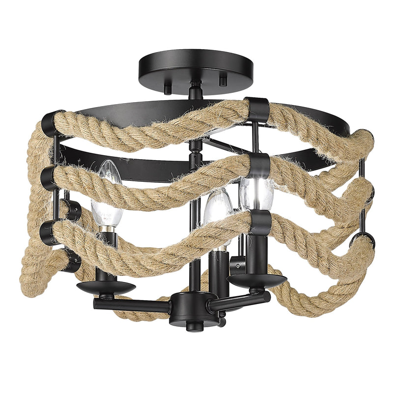 Marissa 3-Light Semi-Flush Mount in Matte Black
