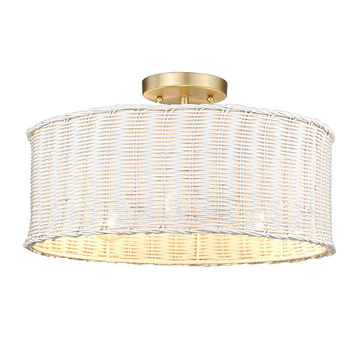 Erma 3-Light Semi-Flush Mount in Brushed Champagne Brass