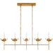 Illana Five Light Linear Chandelier in Antique Gold Leaf