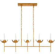 Illana Large 5-Light Linear Chandelier in Antique Gold Leaf