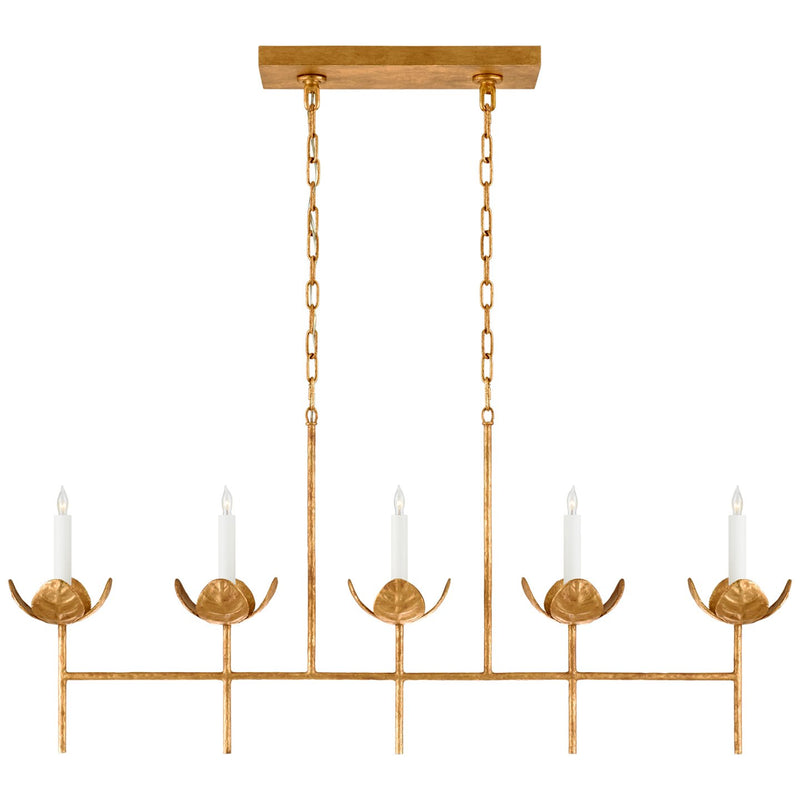 Illana Large 5-Light Linear Chandelier in Antique Gold Leaf