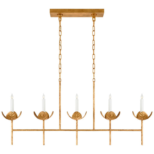 Illana Large 5-Light Linear Chandelier in Antique Gold Leaf