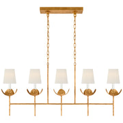 Illana Five Light Linear Chandelier in Antique Gold Leaf