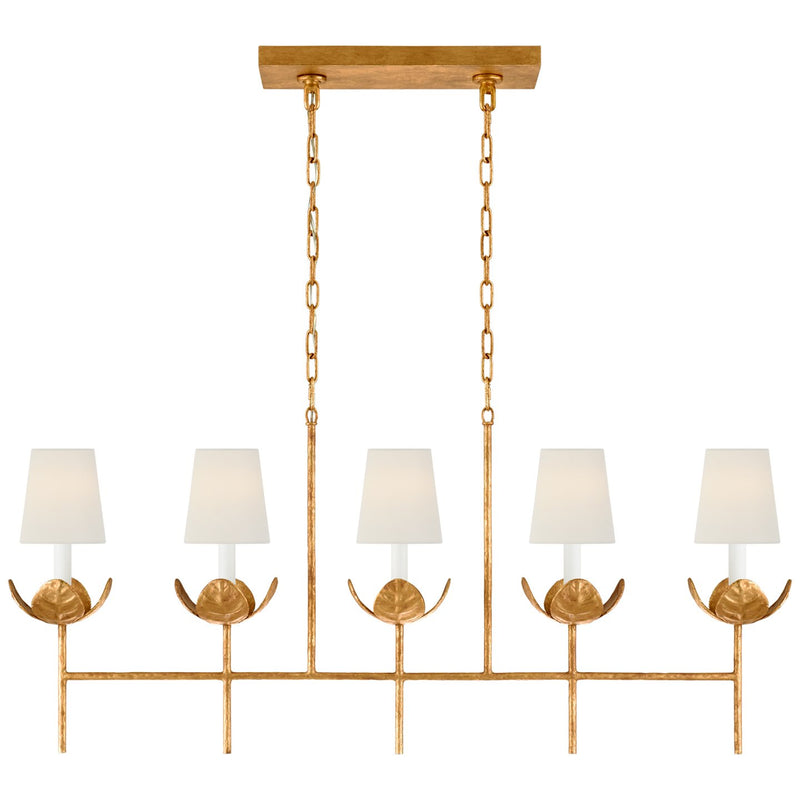 Illana Large 5-Light Linear Chandelier in Antique Gold Leaf