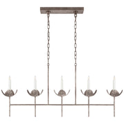 Illana Five Light Linear Chandelier in Burnished Silver Leaf