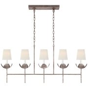 Illana Five Light Linear Chandelier in Burnished Silver Leaf