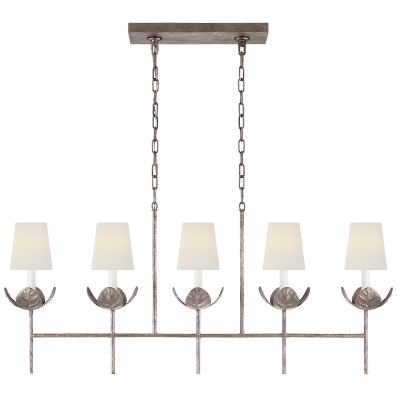 Illana Five Light Linear Chandelier in Burnished Silver Leaf