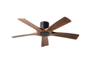 Aviator 5 54" Outdoor Flush Mount Ceiling Fan in Matte Black / Distressed Koa