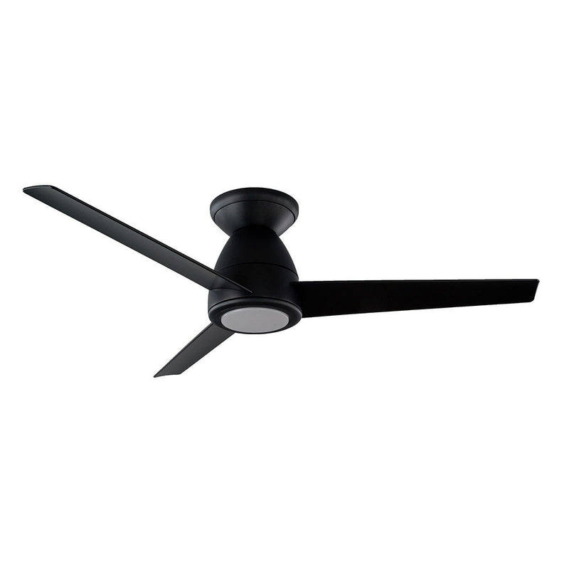 Tip-Top 44" Outdoor Flush Mount Ceiling Fan with Light in Matte Black