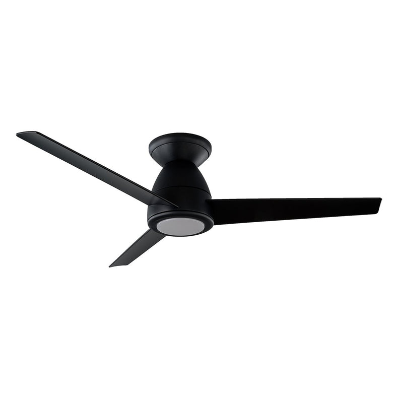 Tip-Top 44" Outdoor Flush Mount Ceiling Fan with Light in Matte Black