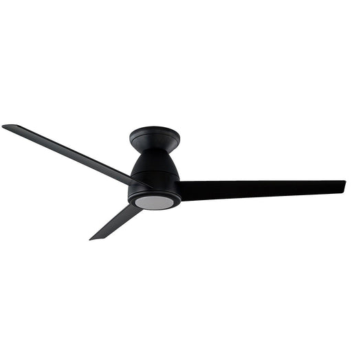 Tip-Top 52" Outdoor Flush Mount Ceiling Fan with Light in Matte Black