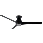 Tip-Top 52" Outdoor Flush Mount Ceiling Fan with Light in Matte Black