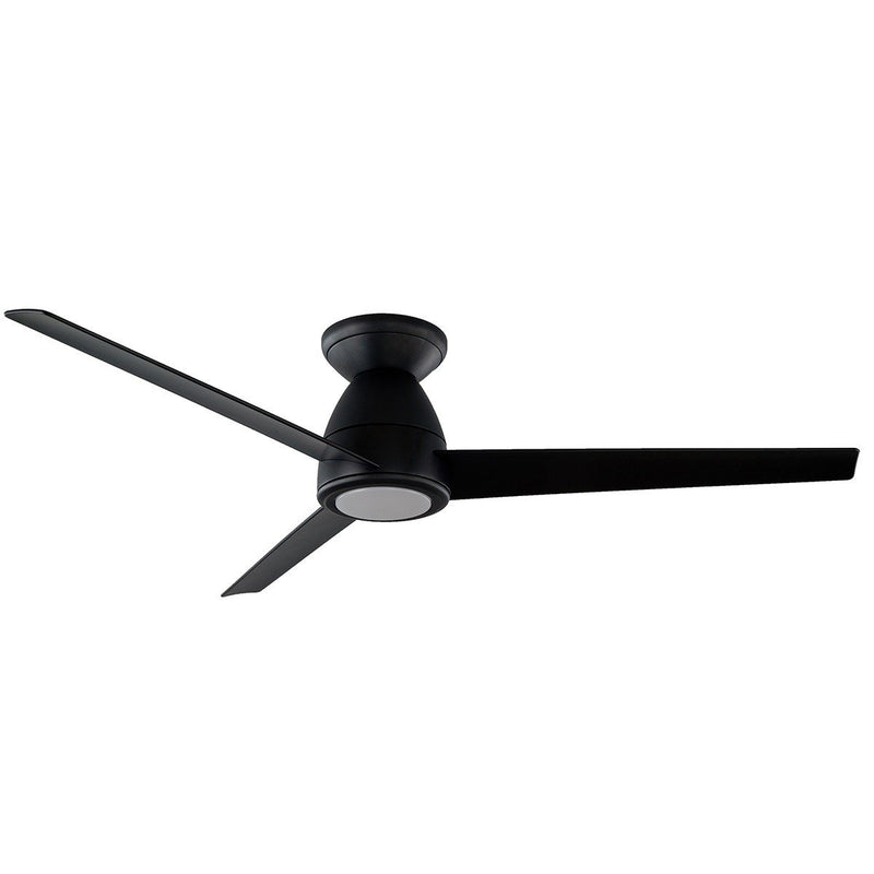 Tip-Top 52" Outdoor Flush Mount Ceiling Fan with Light in Matte Black