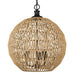Florence 3-Light Pendant in Matte Black with Natural Raphia Rope - Lamps Expo