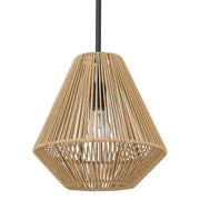 Valentina Medium Pendant in Matte Black with Natural Raphia Rope - Lamps Expo