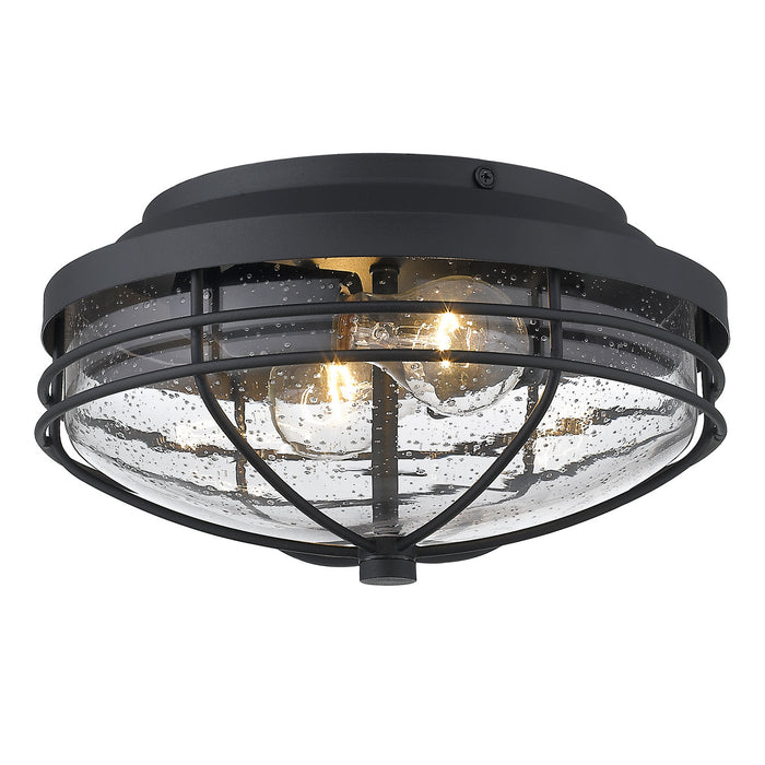 Seaport Outdoor Flush Mount in Natural Black with Seeded Glass - Lamps Expo
