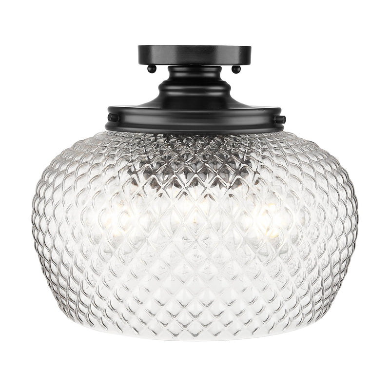 Adeline 3-Light Semi-Flush Mount in Matte Black