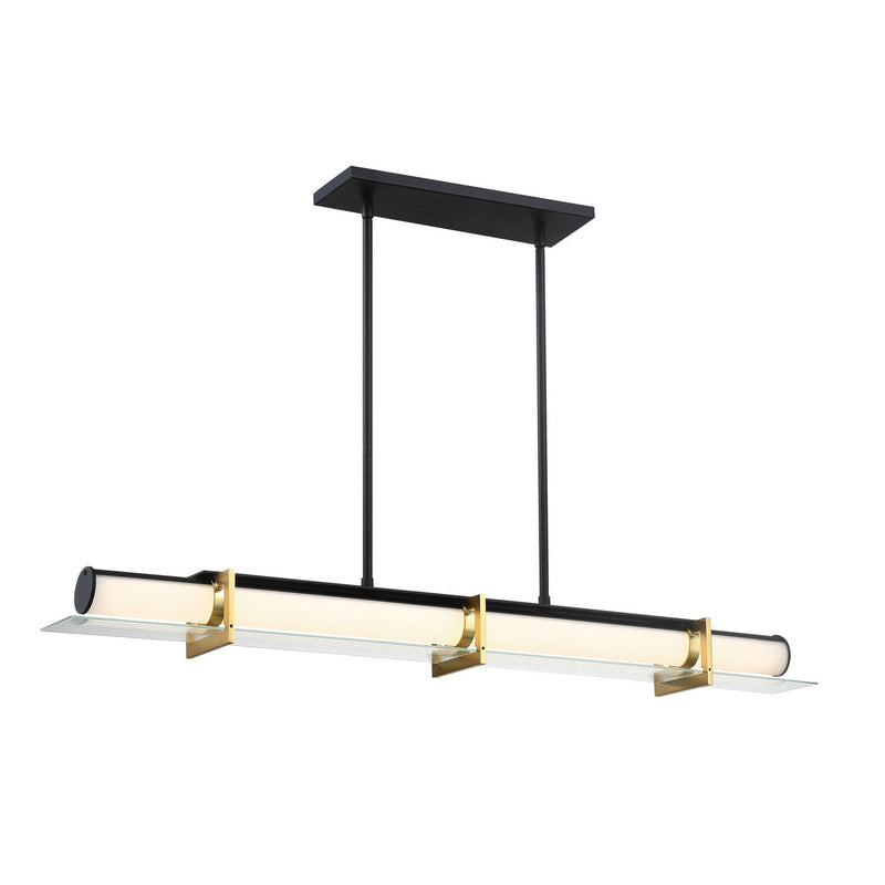 Midnight Gold LED Linear Pendant in Sand Black with Honey Gold