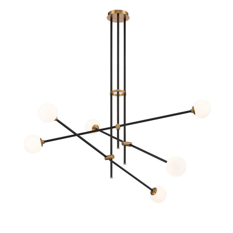 Cosmet 41" 6-Light Chandelier in Coal and Aged Brass