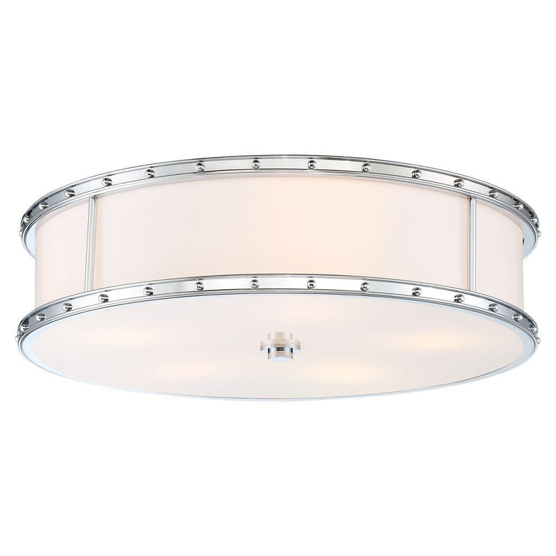20" Etched Opal LED Drum Flush Mount in Chrome
