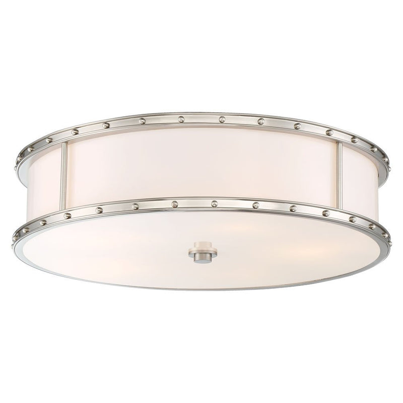 20" Etched Opal LED Drum Flush Mount in Brushed Nickel