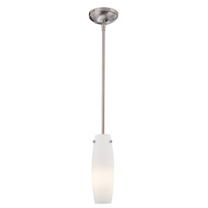 Etched Opal Cylinder Mini Pendant 3.63" in Brushed Nickel
