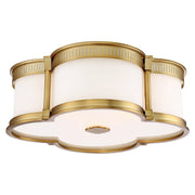 16" Etched Glass LED Drum Flush Mount in Liberty Gold