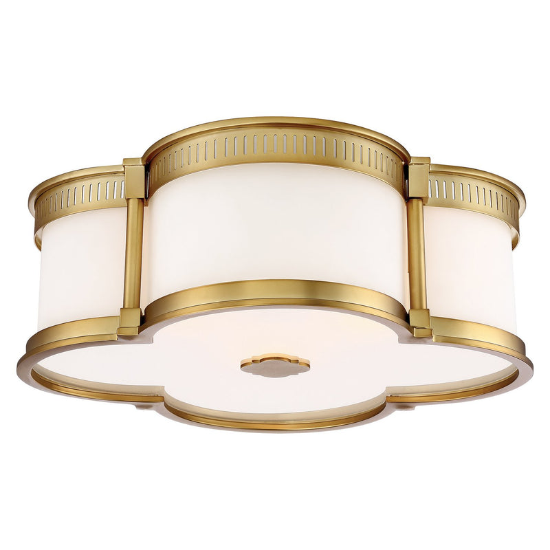 16" Etched Glass LED Drum Flush Mount in Liberty Gold